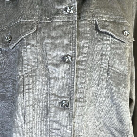 Patrick Christopher Grey 2XL Corduroy Jacket Rhinestone Buttons Cowgirl Chic - Picture 6 of 7